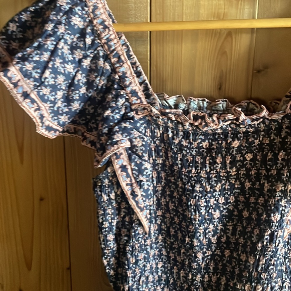 Sea New York Navy and Beige Smocked Mini Dress - Picture 6 of 8